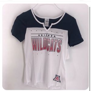 NWT NCAA Arizona Wildcats ladies v-Neck tshirt Blue White Red with Bling